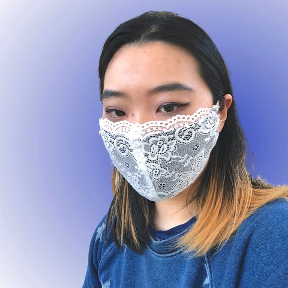 White Black Lace Face Mask Dust mask Fashion mask - Picture 5 of 5